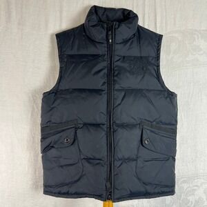 Timberland Puffer Vest Large Black Quilted Full Zip Logo